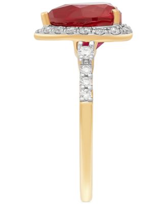Lab Grown Ruby (5-1/3 ct. t.w.) & Lab Grown Diamond (1/3 ct. t.w.) Heart Halo Ring in 14k Gold