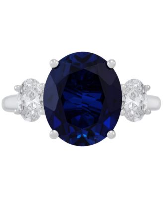 Lab Grown Sapphire (5-5/8 ct. t.w.) & Lab Grown Diamond (3/8 ct. t.w.) Ring in 14k White Gold (Also available in Emerald & Ruby)