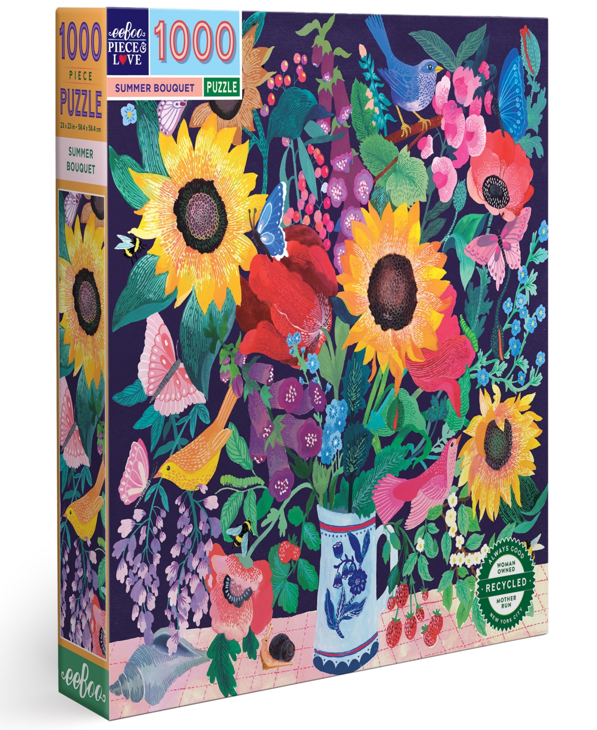 Eeboo Summer Bouquet Jigsaw Puzzle In Multi