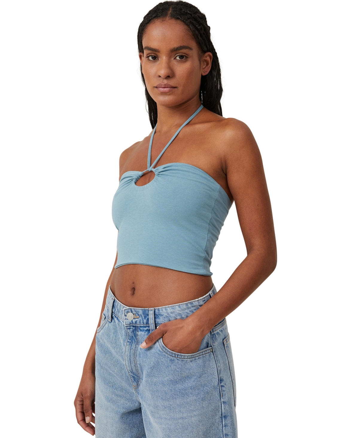 Cotton On Women's Belle Keyhole Halter Top In Aspen Blue