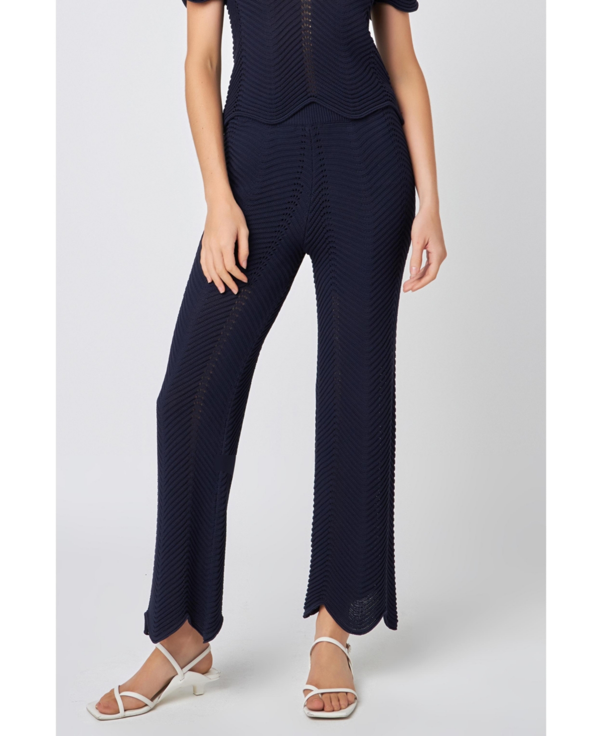 English Factory Women's Crochet Knit Pants In Navy