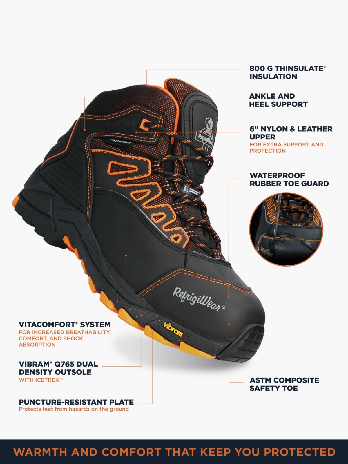 RefrigiWear Men's PolarForce Hiker Boot - Waterproof, Insulated Work Boots for Extreme Cold Weather with Astm Safety Toe