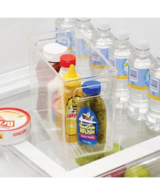 Tall Plastic Kitchen Storage Organizer Bin with Handles, 2 Pack, Clear, USA Made