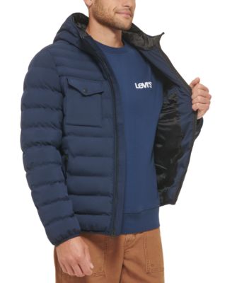 Men's Stretch Hooded Two-Pocket Quilted Jacket