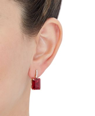 Lab Grown Emerald (10 ct. t.w.) & Lab Grown Diamond (1/10 ct. t.w.) Drop Earrings in 14k Gold