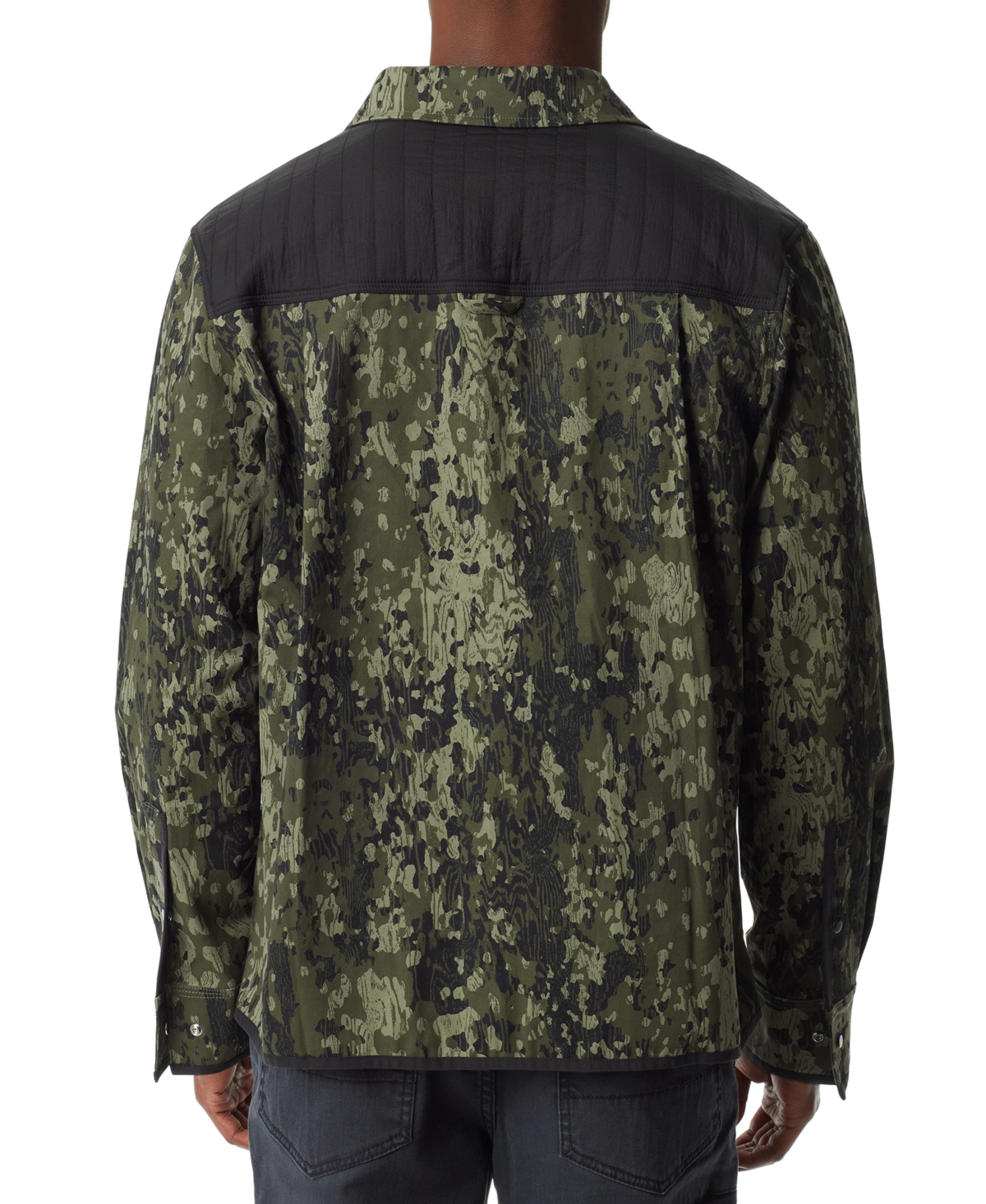 Shop Bass Outdoor Men's Worker Standard-fit Stretch Camouflage Shirt Jacket In Green Bark Camo