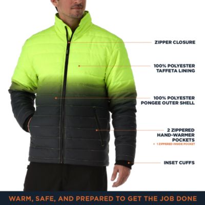 Big & Tall Enhanced Visibility Quilted Jacket - High-Visibility, Insulated, Lightweight Work Coat for Cold Weather