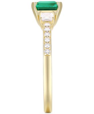 Lab-Grown Emerald (7/8 ct. t.w.) & Lab-Grown White Sapphire (1/3 ct. t.w.) in 14k Gold-Plated Sterling Silver