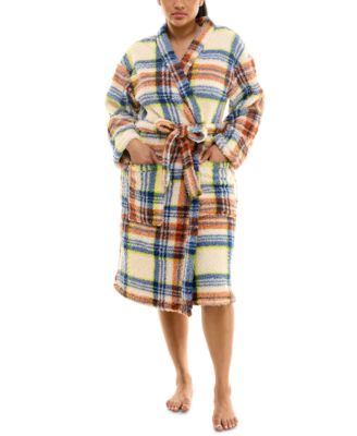 Roudelain - Women's Printed Fleece Long-Sleeve Wrap Robe