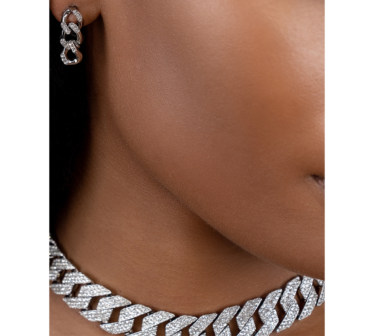 Shop Adornia Rhodium-plated Pave Curb Chain Drop Earrings In Silver