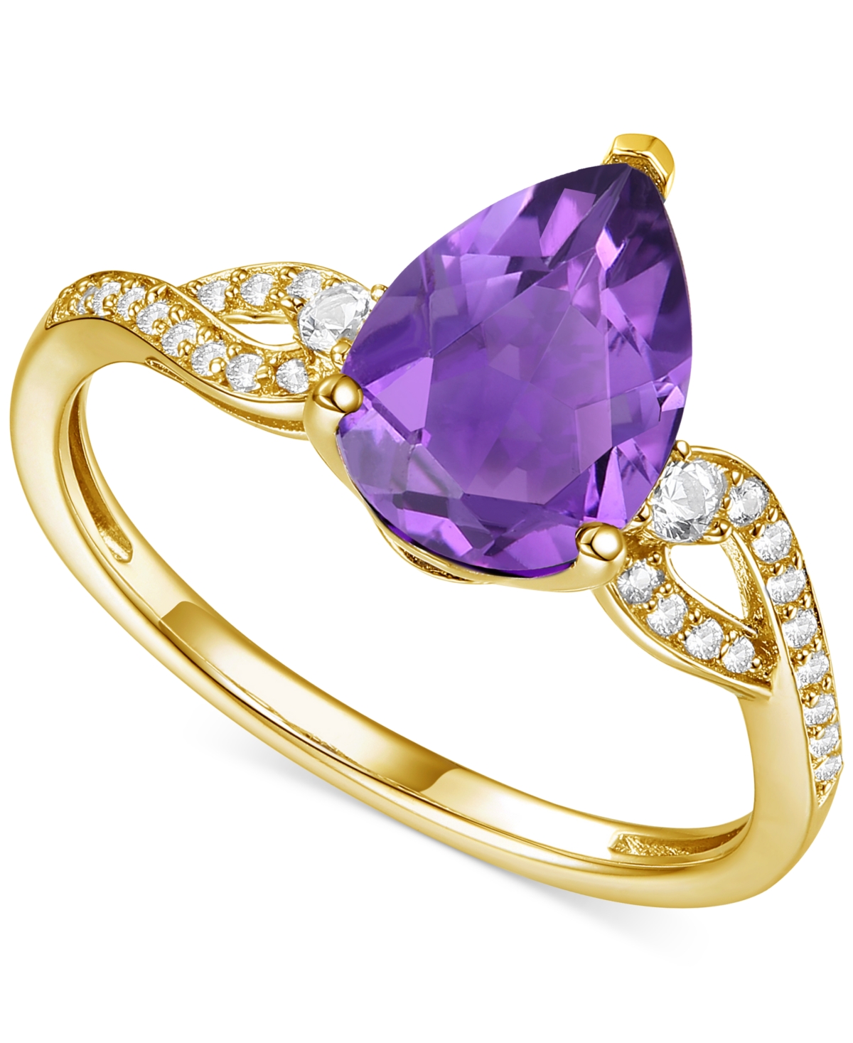 Macy's Amethyst (1-3/4 Ct. T.w.) & Lab-grown White Sapphire (1/6 Ct. T.w.) Twist Ring In 14k Gold-plated St