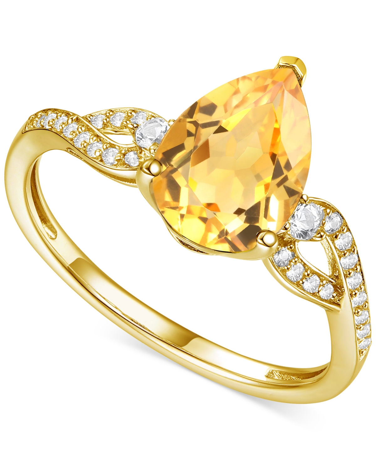 Macy's Amethyst (1-3/4 Ct. T.w.) & Lab-grown White Sapphire (1/6 Ct. T.w.) Twist Ring In 14k Gold-plated St In Citrine