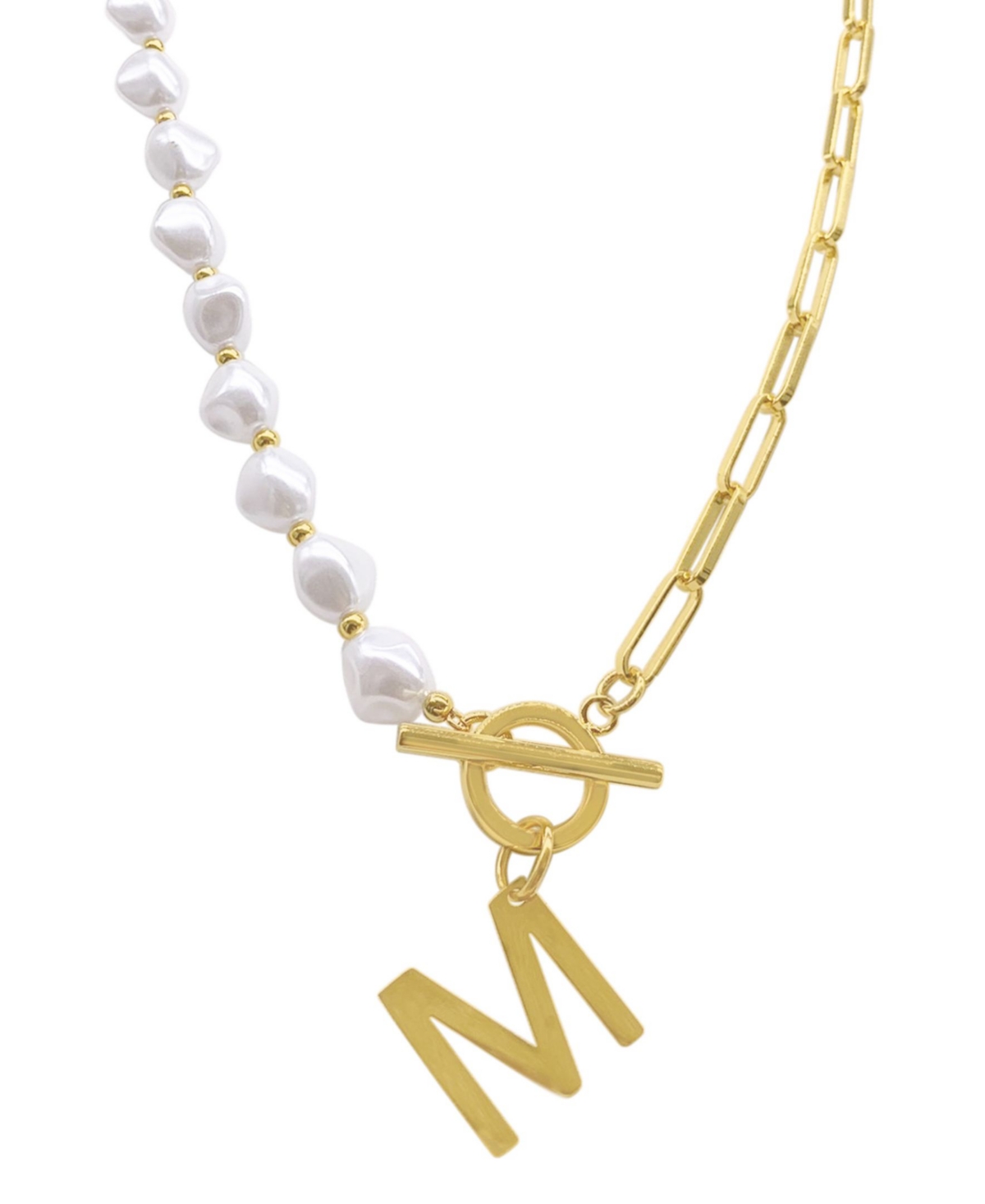 Adornia 14k Gold-Plated Paperclip Chain & Mother-of-Pearl Initial A Pendant Necklace