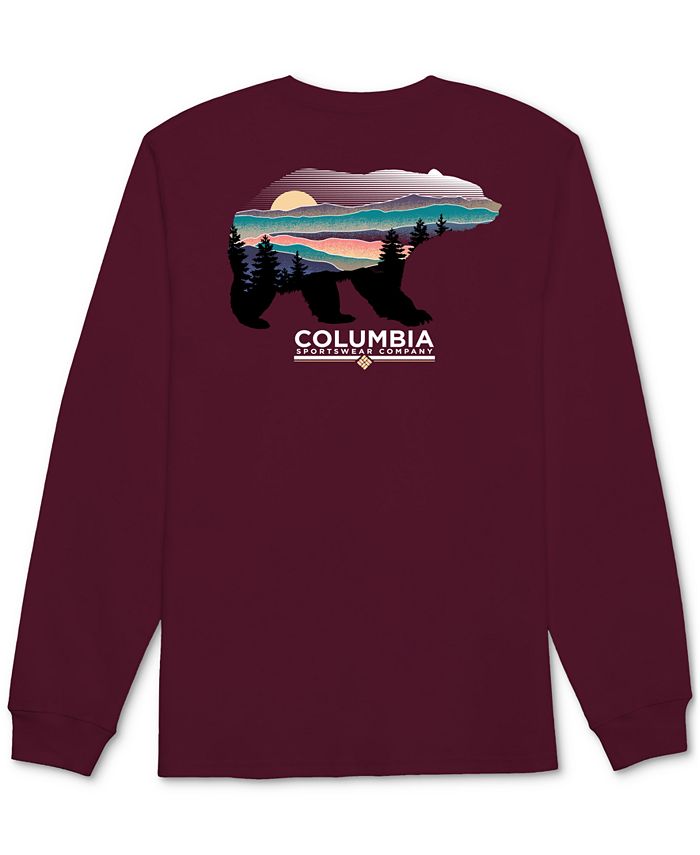 Columbia Men's Sunset Kodiak Logo Graphic Long-Sleeve T-Shirt - Charcoal Heather - Size M