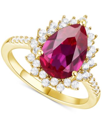 Lab-Grown Opal (7/8 ct. t.w.) & Lab-Grown White Sapphire (5/8 ct. t.w.) Halo Ring in 14k Rose Gold-Plated Sterling Silver (Also in Lab-Grown Ruby & Lab-Grown Blue Sapphire)