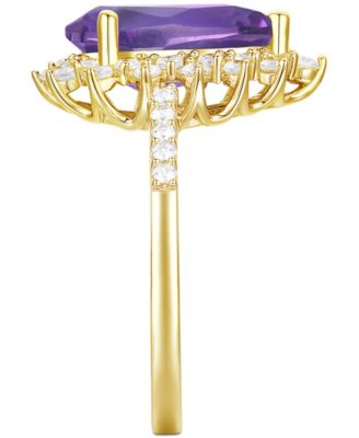 Amethyst (2-1/2 ct. t.w.) & Lab-Grown White Sapphire (5/8 ct. t.w.) Pear Halo Ring in 14k Gold-Plated Sterling Silver (Also in Blue Topaz)