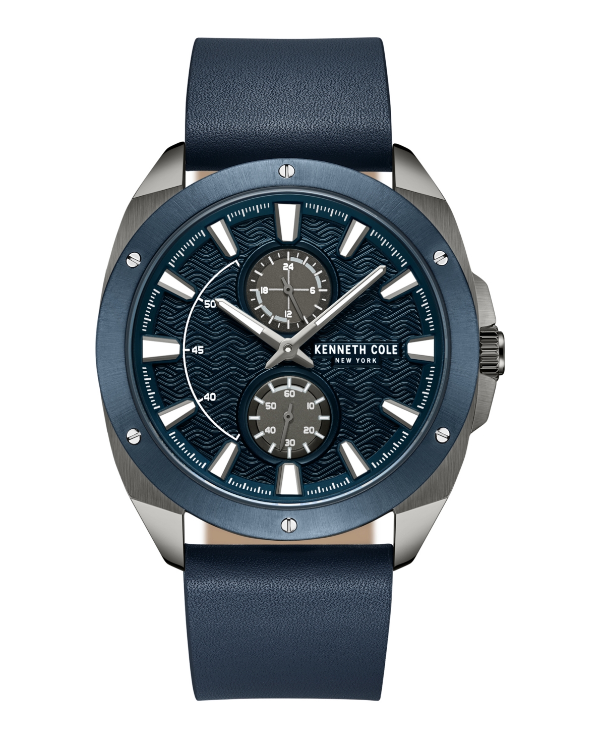 Kenneth Cole New York Men's Dress Sport Blue Dark Genuine Leather Watch 43mm