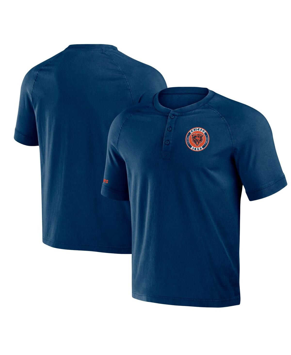 Fanatics Men's Nfl X Darius Rucker Collection By  Navy Chicago Bears Washed Raglan Henley T-shirt