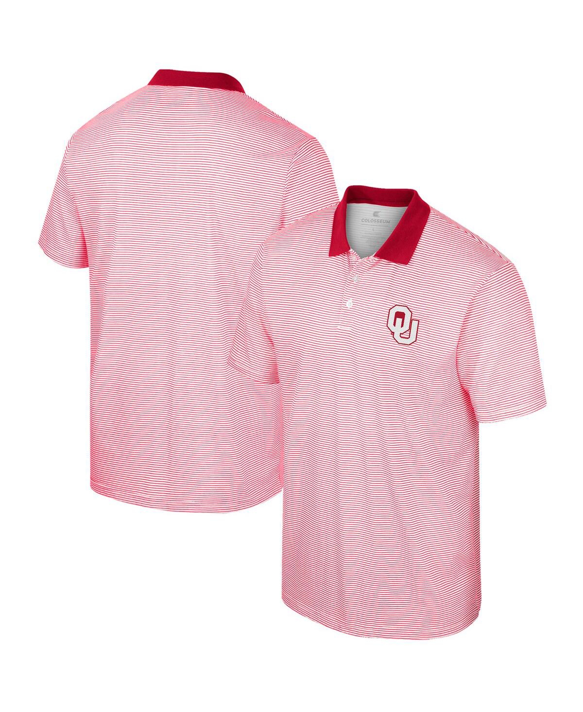 Colosseum Men's  White Oklahoma Sooners Print Stripe Polo Shirt