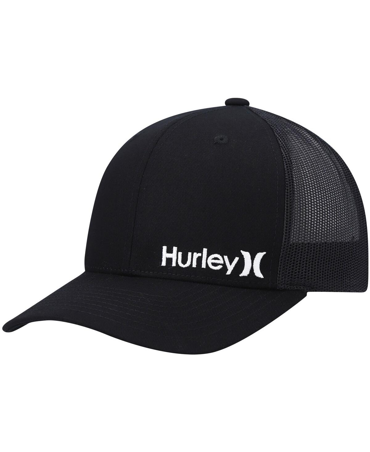 Shop Hurley Men's  Black Corp Staple Trucker Snapback Hat