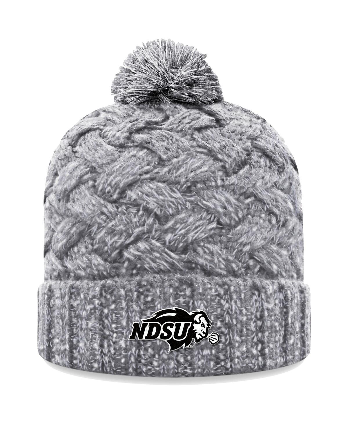 Top Of The World Women's  Heather Gray Ndsu Bison Arctic Cuffed Knit Hat With Pom