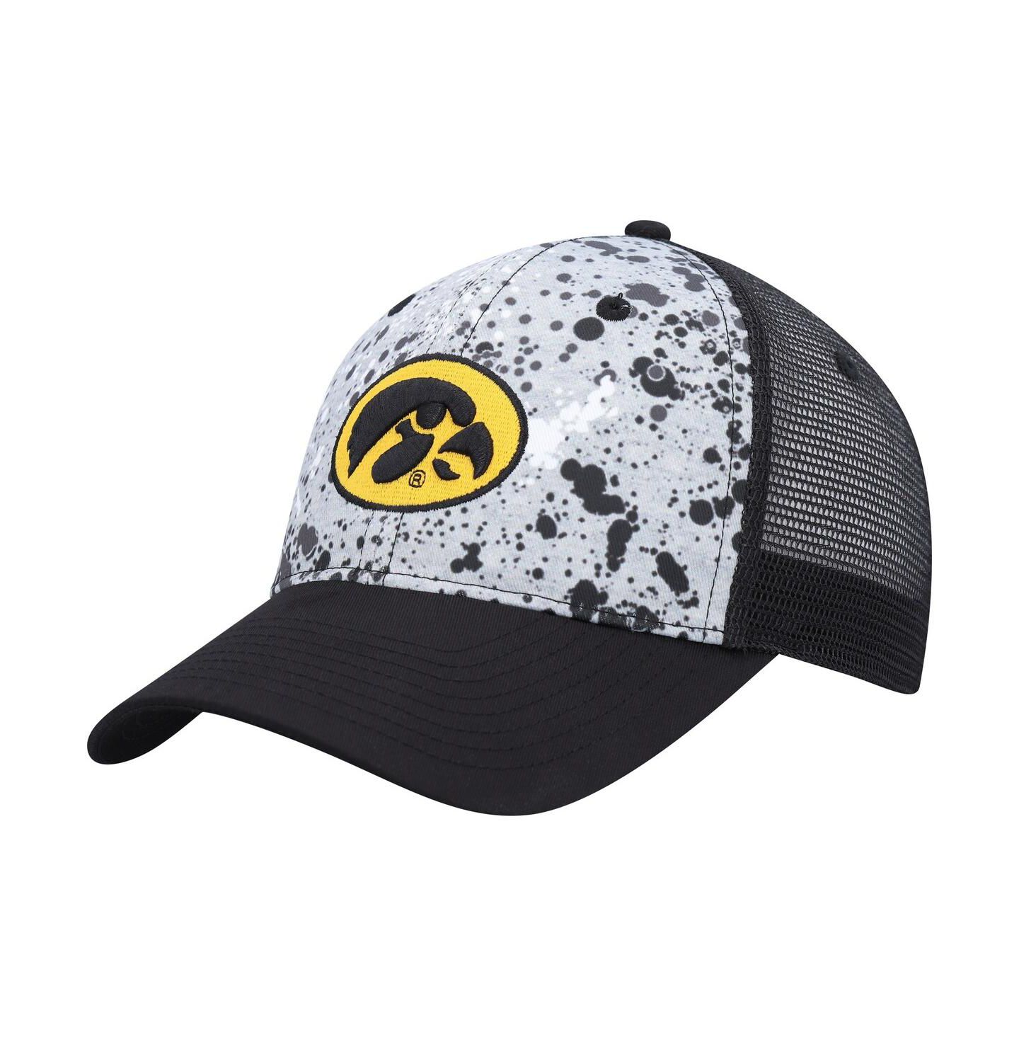 Мужская кепка Colosseum Gray, Black Iowa Hawkeyes Love Fern Trucker Snapback Hat — фото 1