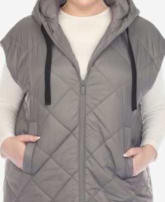 Plus Size Diamond Quilted Hooded Puffer Vest