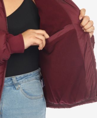 Plus Size Hooded Bomber Puffer Coat