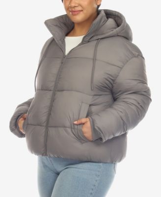 Plus Size Hooded Bomber Puffer Coat