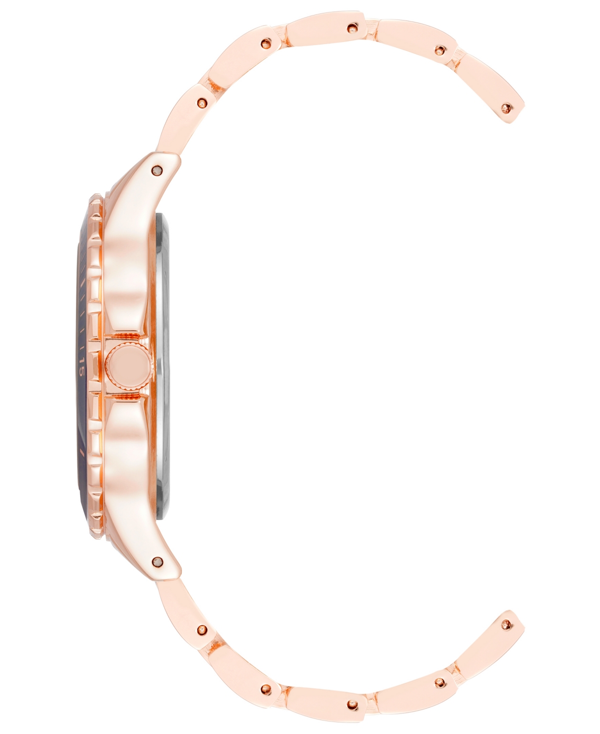 Anne Klein Women's Three Hand Quartz Navy Enamel and Rose Gold-tone Alloy Bracelet Watch, 38mm - Navy-Rose Gold-Tone