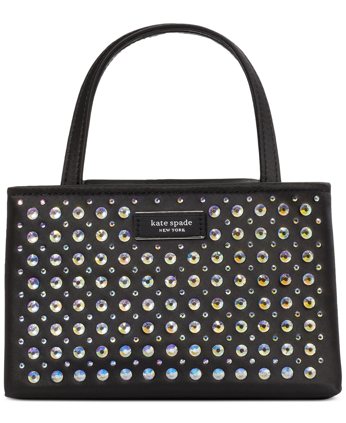 Kate Spade New York Sam Icon Crystal Embellished Fabric Mini Tote In Black
