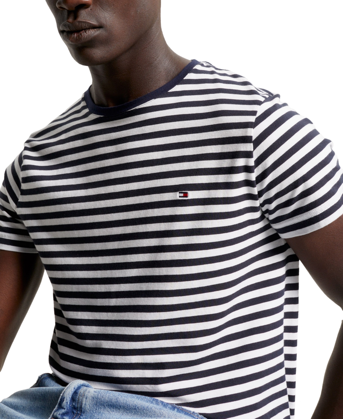 Tommy Hilfiger Men's Th Flex Slim-Fit Striped T-Shirt -white