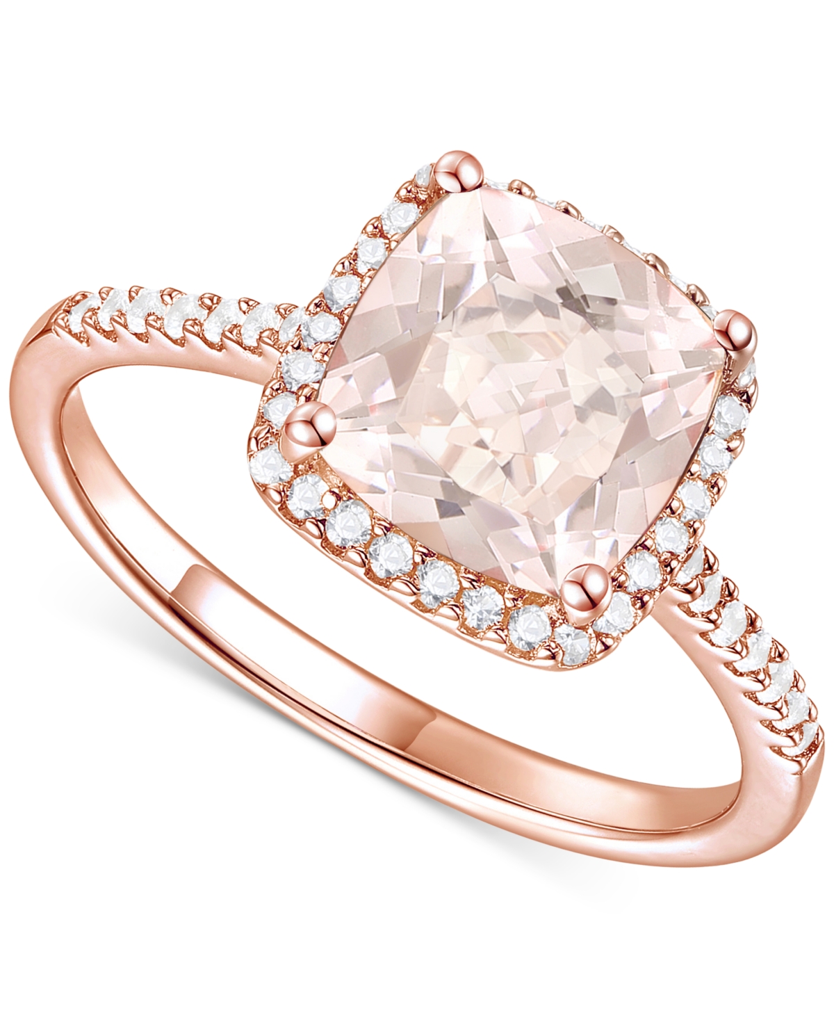 Macy's Ruby (2-1/2 Ct. T.w.) & Lab-grown White Sapphire (1/4 Ct. T.w.) Halo Ring In 14k Gold-plated Sterlin In Morganite