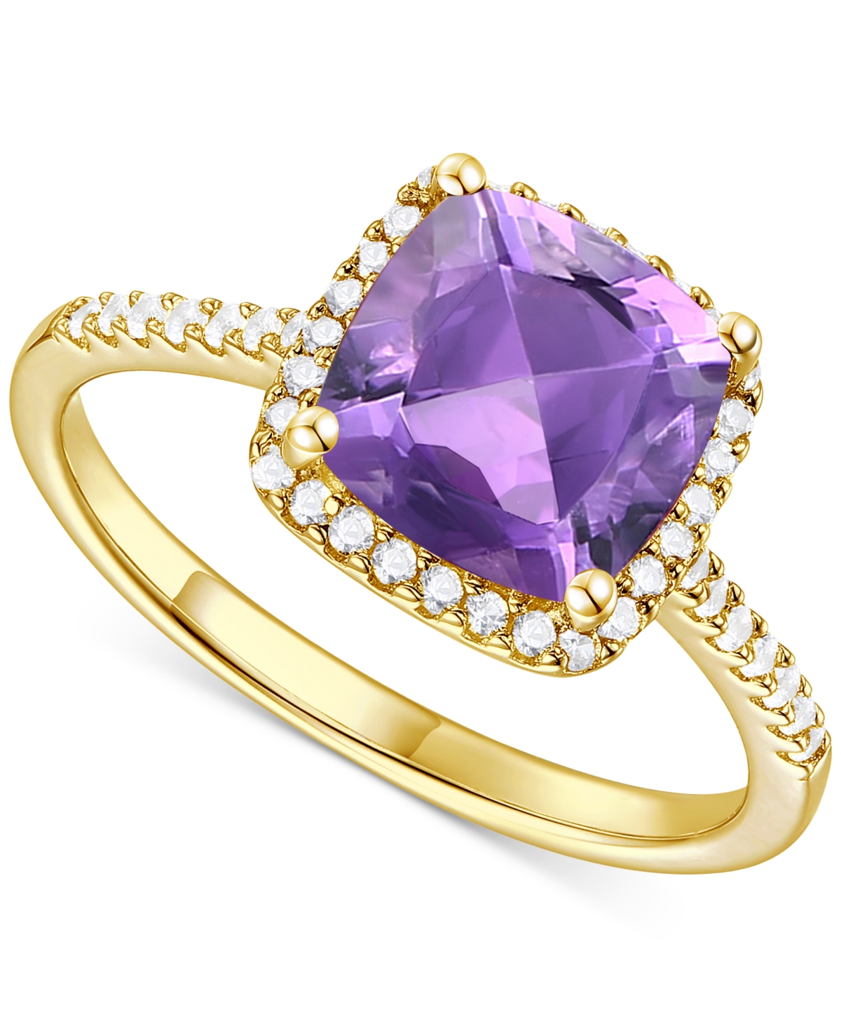 Macy's Ruby (2-1/2 Ct. T.w.) & Lab-grown White Sapphire (1/4 Ct. T.w.) Halo Ring In 14k Gold-plated Sterlin In Amethyst