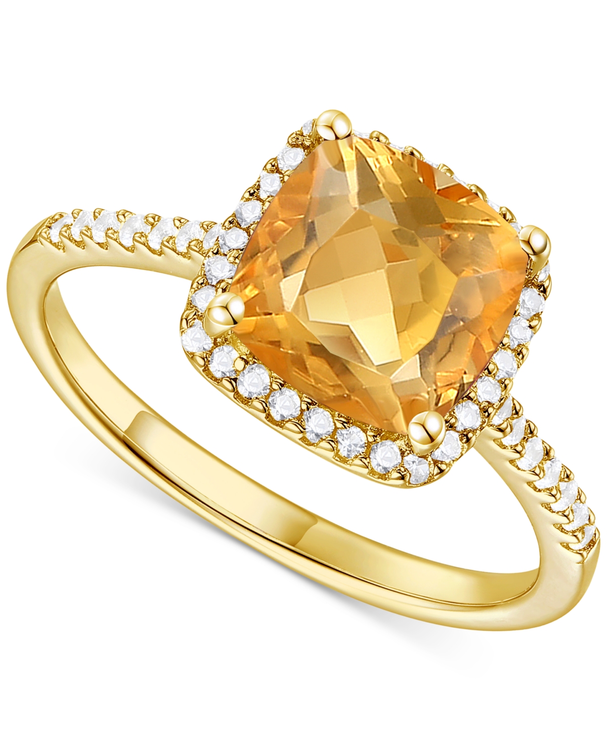 Macy's Ruby (2-1/2 Ct. T.w.) & Lab-grown White Sapphire (1/4 Ct. T.w.) Halo Ring In 14k Gold-plated Sterlin In Citrine