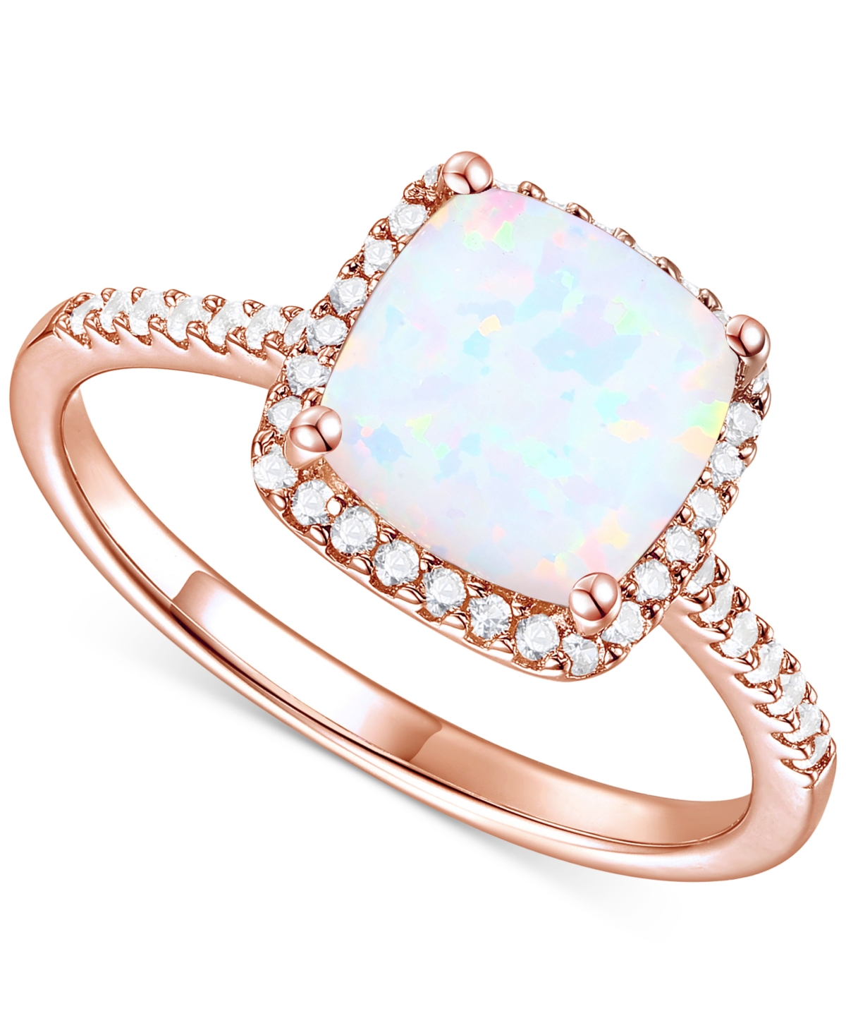 Macy's Ruby (2-1/2 Ct. T.w.) & Lab-grown White Sapphire (1/4 Ct. T.w.) Halo Ring In 14k Gold-plated Sterlin In Opal