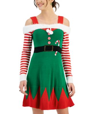 green emerald velvet dress Peppermint Elf Christmas Sweater Dress  Ragstock