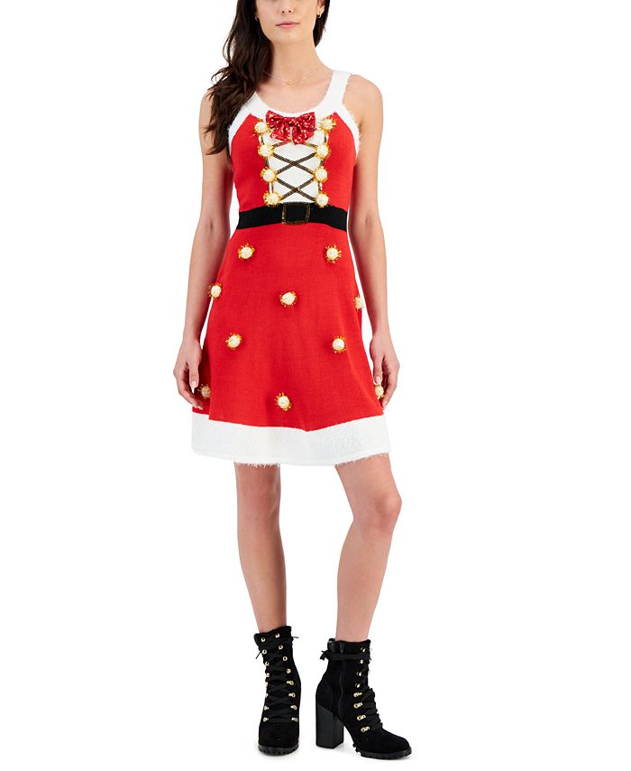 Planet Heart Juniors' Toy Soldier Pom-Pom Sweater Dress - Macy's