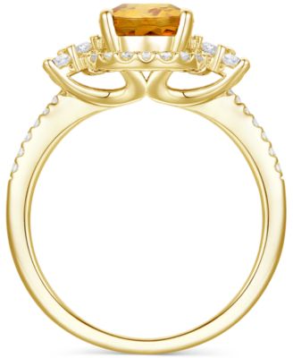 Amethyst (1-1/2 ct. t.w.) & Lab-Grown White Sapphire (1/2 ct. t.w.) Halo Statement Ring in 14k Gold-Plated Sterling Silver