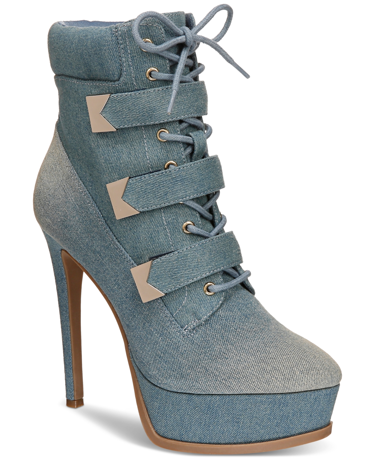 Shop Thalia Sodi Women's Sasha Lace-up Platform Dress Booties In Denim Fb