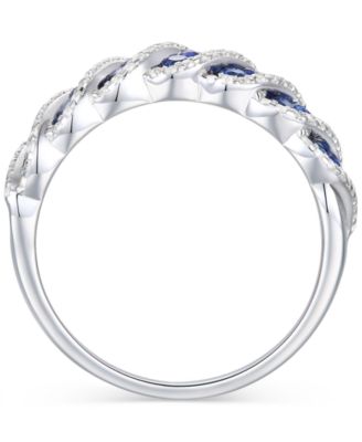 Lab-Grown Ruby (1 ct. t.w.) & Lab-Grown White Sapphire (3/8 ct. t.w.) Diagonal Row Statement Ring in 14k Gold-Plated Sterling Silver (Also in Lab-Grown Blue Sapphire)