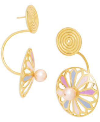 Nectar Nectar New York - 18k Gold-Plated Pink Cultured Pearl Statement Earrings