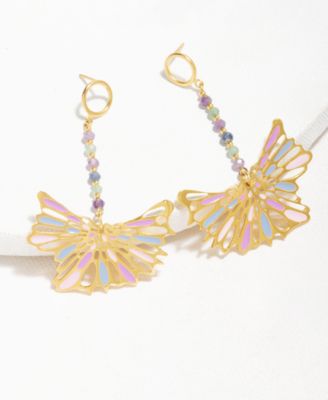 18k Gold-Plated Mixed Gemstone Statement Earrings