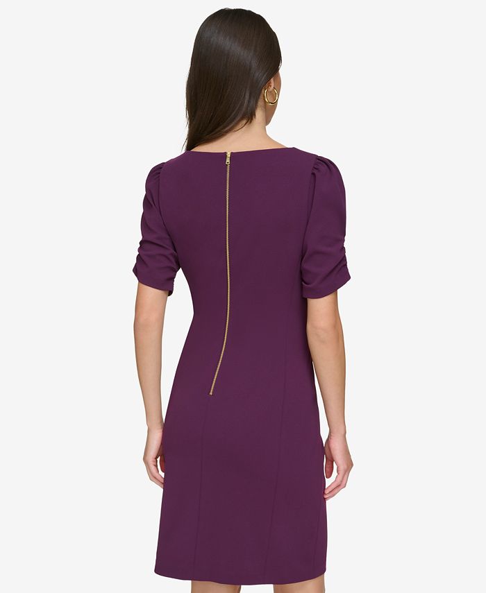 GUESS Women's Twist Front Scuba Crepe Sheath Dress Purple Size Medium