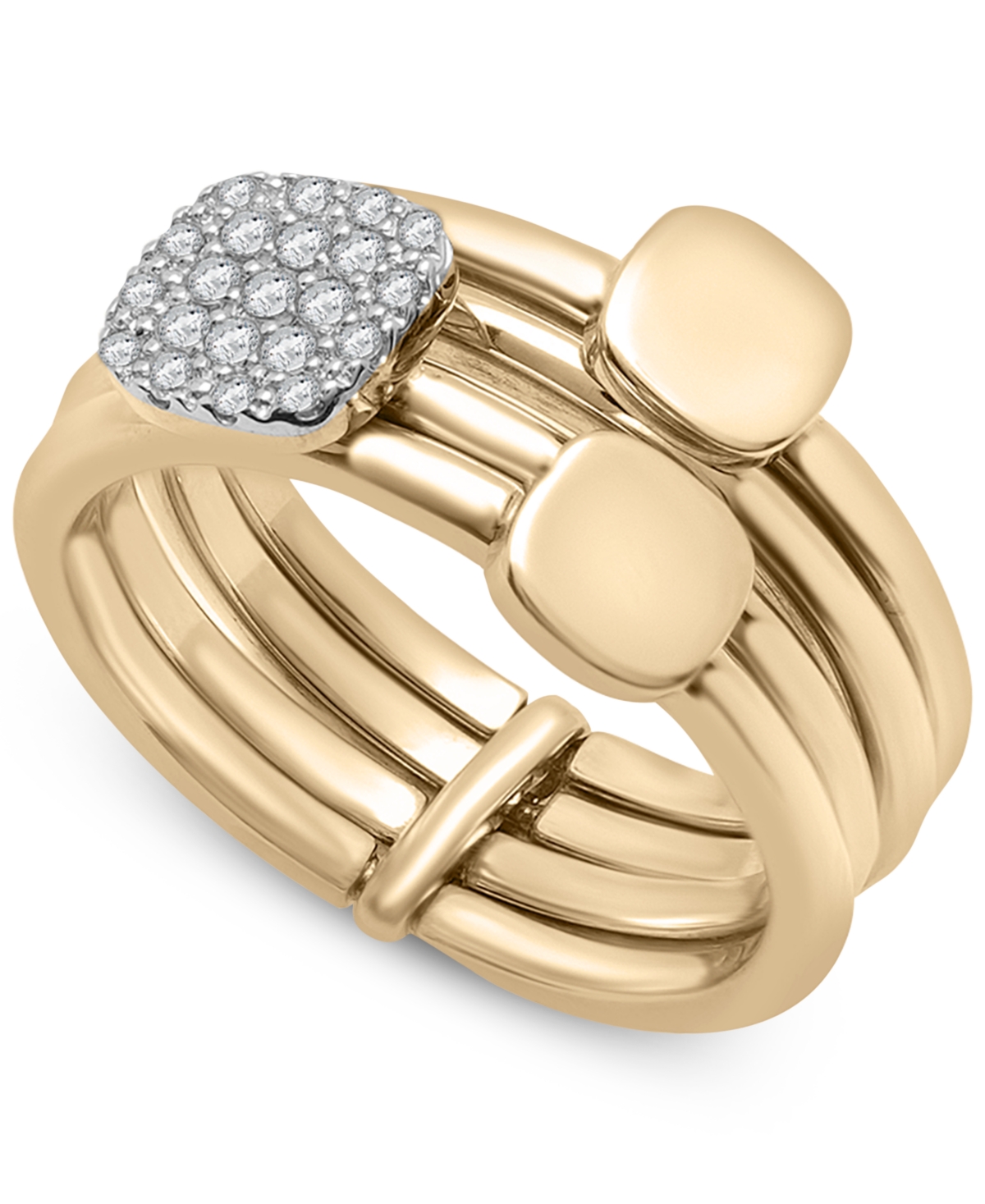 Shop Wrapped Diamond Four Row Stack Ring (1/6 Ct. T.w.) In 10k Gold, Created For Macy's In Yellow Gold