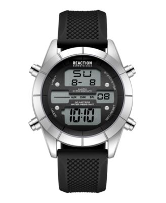 Kenneth Cole Reaction Men s Digital Black Silicone Watch 44mm Macy s