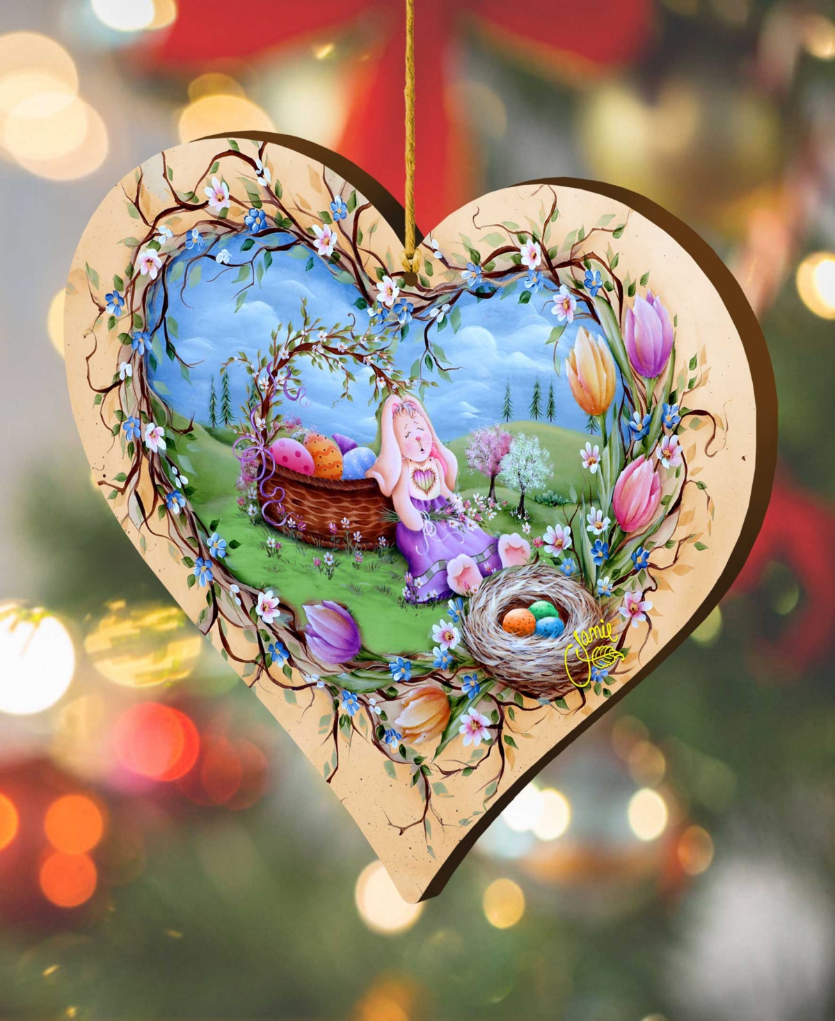 Designocracy Holiday Wooden Ornaments Spring Nap Home Decor Set Of 2 J. Mills-price In Multi Color