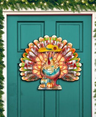 Holiday Door Decor Wooden Door Hanger Autumn Turkey G. DeBrekht