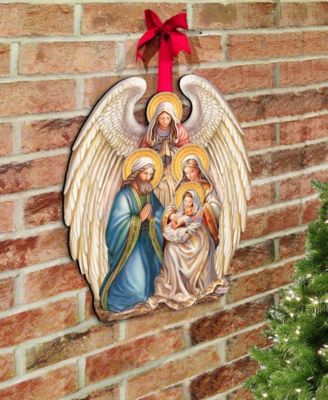 Nativity with Angel Christmas Wooden Door Decor Wall Decor G. DeBrekht