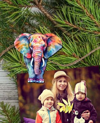 Holiday Wooden Clip-On Ornaments Elephants Set of 6 G. DeBrekht